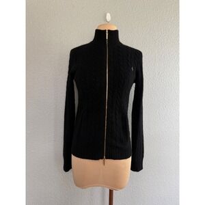 Lauren Ralph Lauren Cashmere Zip Up Cable Knit Sweater Size Petite (Small)